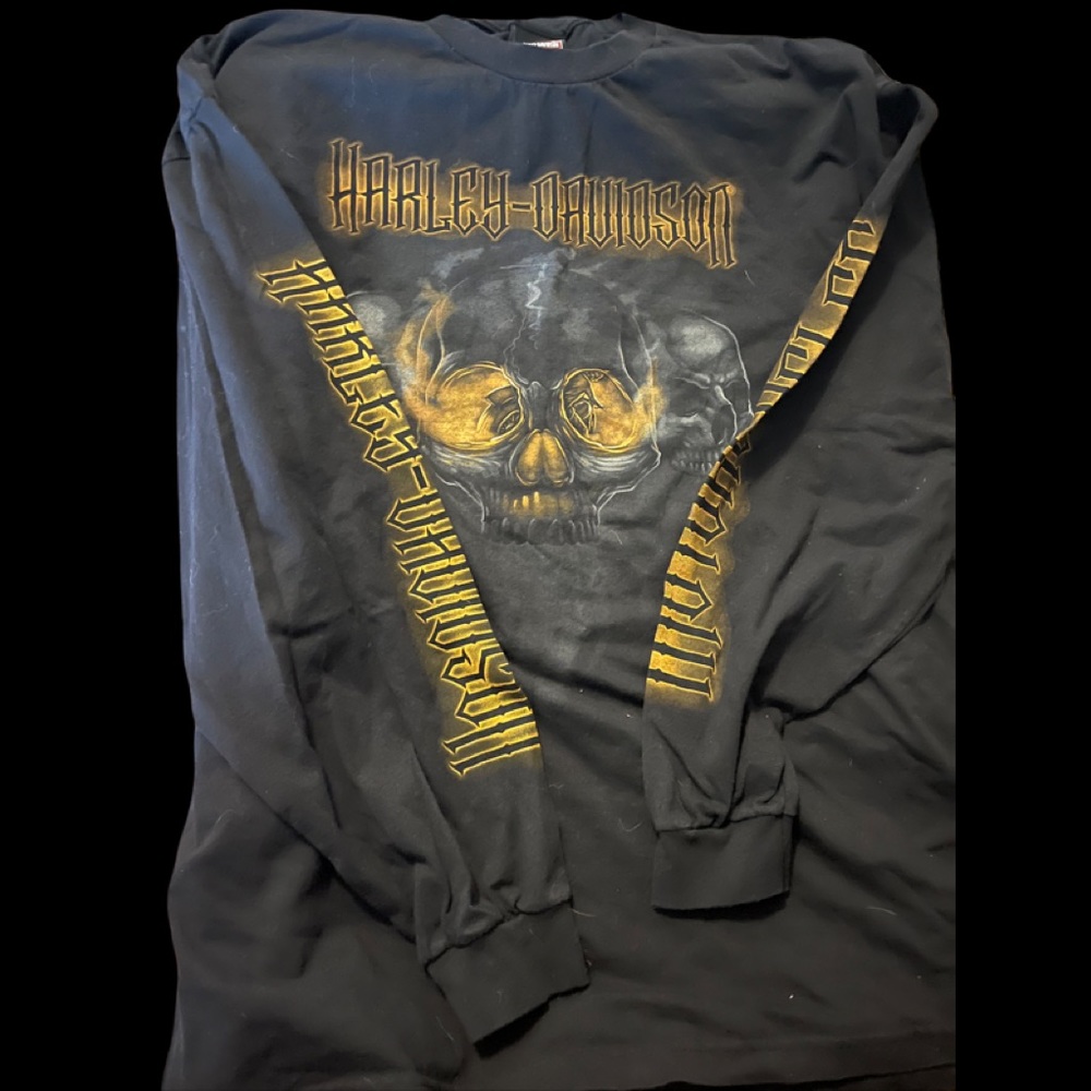 Mens 3XL black long sleeve Harley Davidson